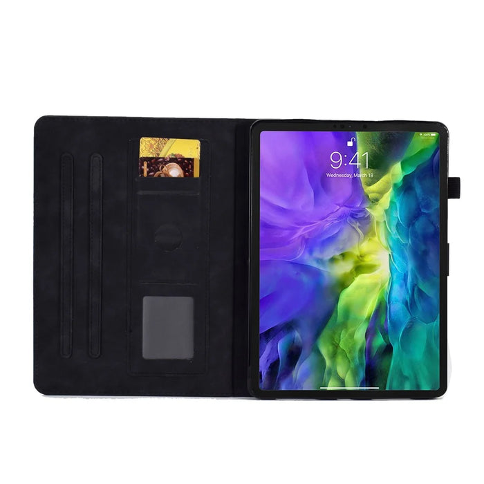 For iPad Air 11 (2026) / (2025) / (2024) / Air (2020) / (2022) / iPad Pro 11 (2022) / (2021) / (2020) / (2018) Leather Case Butterfly Flower Pattern Stand - Black - 2