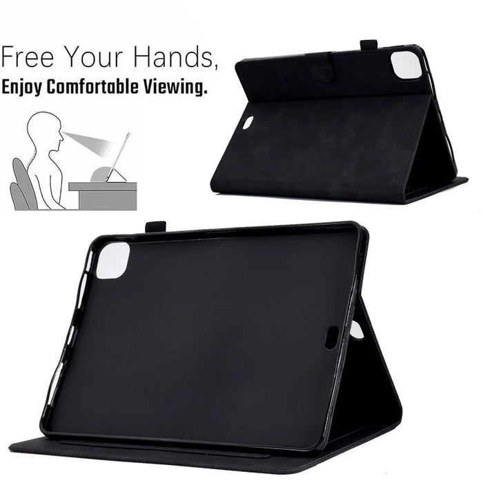 For iPad Air 11 (2026) / (2025) / (2024) / Air (2020) / (2022) / iPad Pro 11 (2022) / (2021) / (2020) / (2018) Leather Case Butterfly Flower Pattern Stand - Black - 6