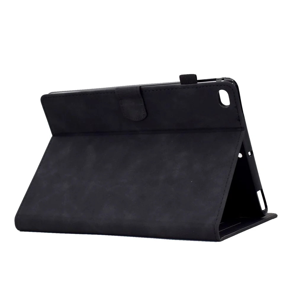 For iPad Mini / Mini 2 / mini 3 / mini 4 / mini (2019) 7.9 inch Shockproof Leather Case Butterfly Flower Pattern Imprinted Stitching Anti-Drop Tablet Cover with Card Holder, Stand - Black - 4