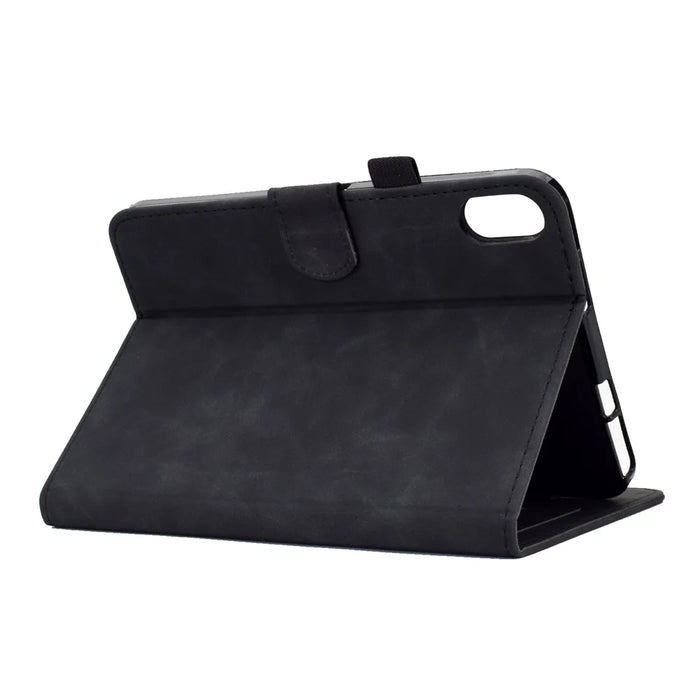 Shockproof Leather Case for iPad mini (2024) / mini (2021) Butterfly Flower Pattern Imprinted Stitching Anti-Scratch Tablet Cover with Card Holder, Stand - Black - 4