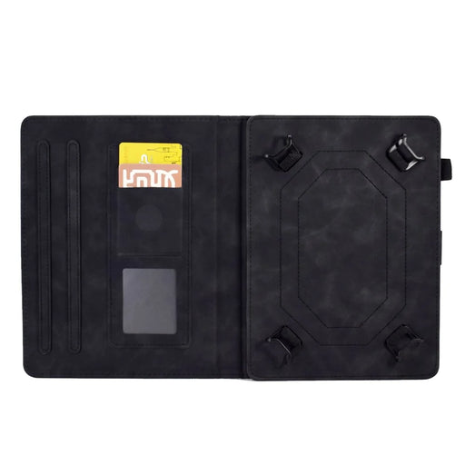 Butterfly Flower Pattern Imprinted Leather Case for 10-inch Tablet, Stitching Line Full Protection Tablet Cover with Card Holder Stand - Black - 2