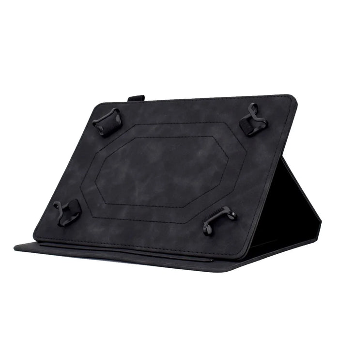 Butterfly Flower Pattern Imprinted Leather Case for 10-inch Tablet, Stitching Line Full Protection Tablet Cover with Card Holder Stand - Black - 3
