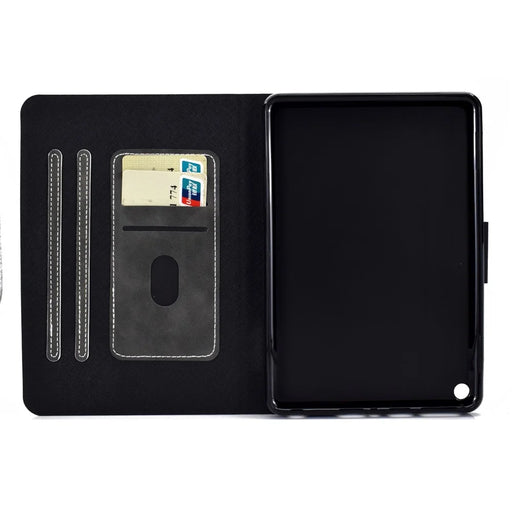 For Amazon Fire HD 8 (2022) Cowhide Texture PU Leather Tablet Case Card Holder Magnetic Clasp Cover with Foldable Stand - Grey - 2