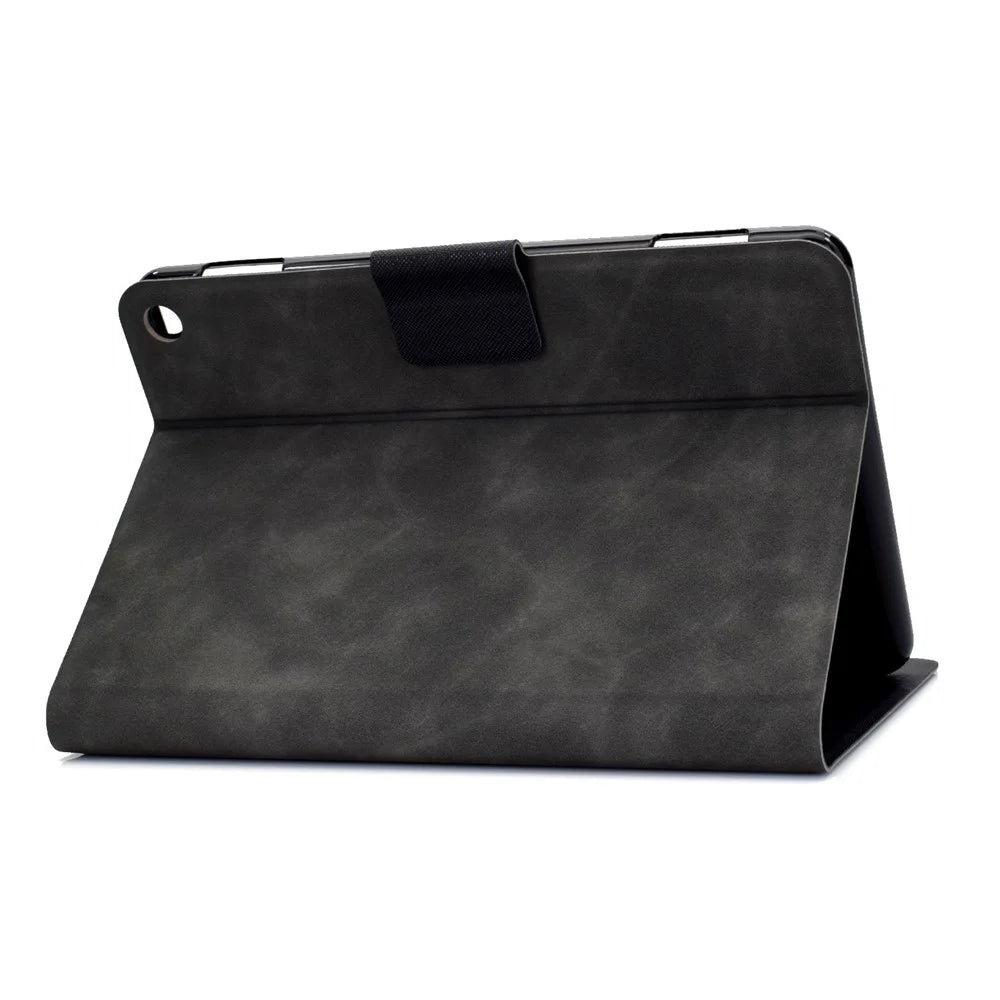 For Amazon Fire HD 8 (2022) Cowhide Texture PU Leather Tablet Case Card Holder Magnetic Clasp Cover with Foldable Stand - Grey - 4