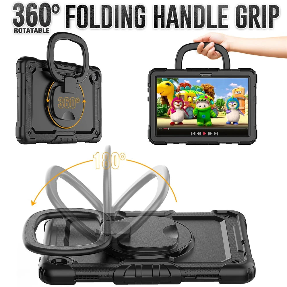 For Lenovo Tab M10 (Gen 3) TB-328FU / TB-328XU PC + Silicone Tablet Cover 360-Degree Rotating Kickstand Anti-drop Case with Shoulder Strap - Black - 3