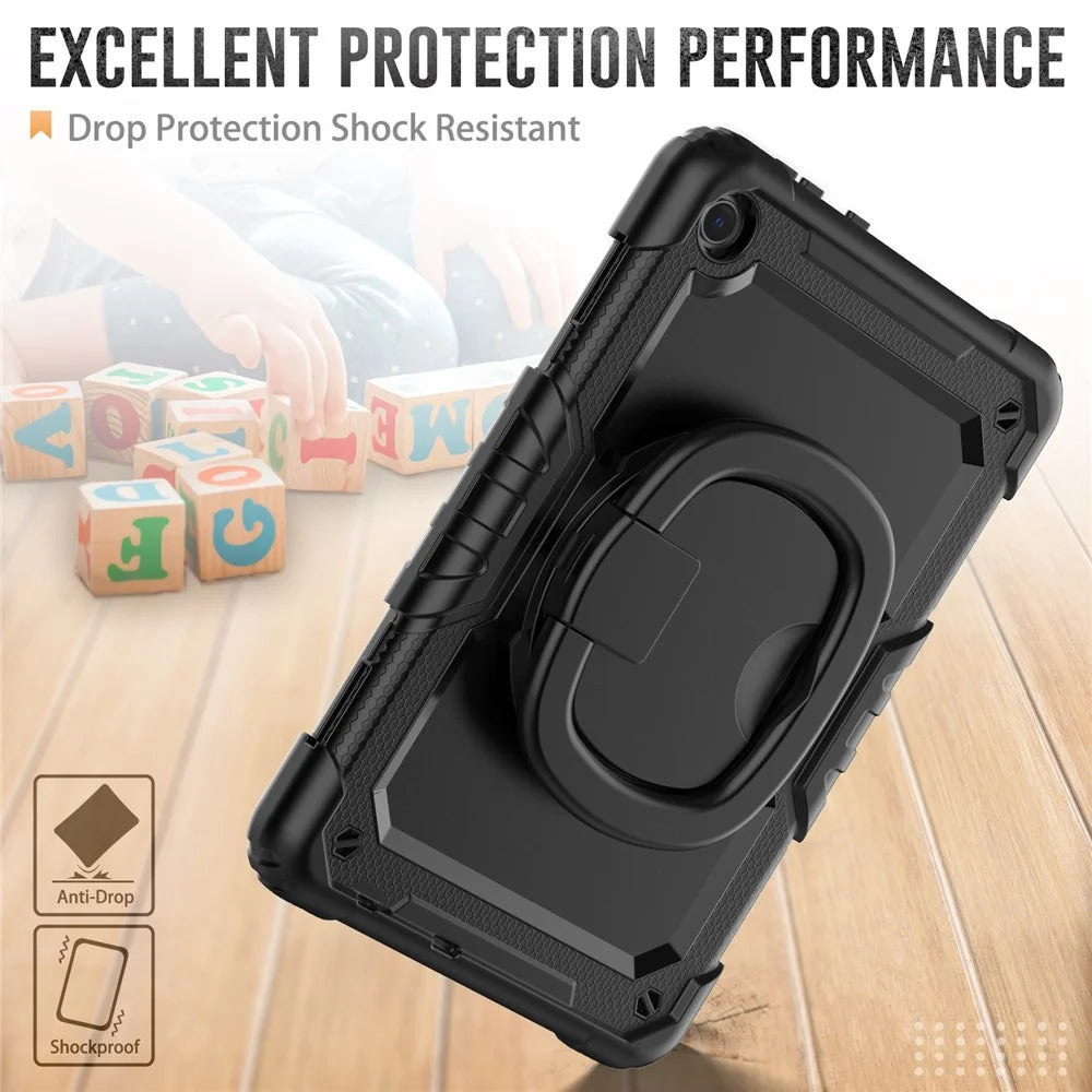 For Lenovo Tab M10 (Gen 3) TB-328FU / TB-328XU PC + Silicone Tablet Cover 360-Degree Rotating Kickstand Anti-drop Case with Shoulder Strap - Black - 4