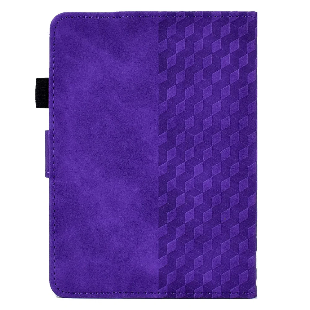 For Amazon Kindle Youth Edition 2022 PU Leather Folding Stand Cover Pattern Imprinted Card Holder Tablet Shell with Auto Wake / Sleep - Purple - 3