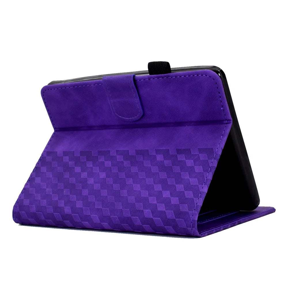 For Amazon Kindle Youth Edition 2022 PU Leather Folding Stand Cover Pattern Imprinted Card Holder Tablet Shell with Auto Wake / Sleep - Purple - 6