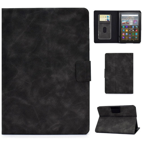 For Amazon Kindle Youth Edition 2022 Folio Stand PU Leather Cowhide Texture Tablet Case Card Holder Magnetic Cover - Grey - 1