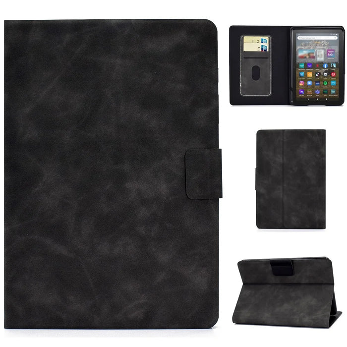 For Amazon Kindle Youth Edition 2022 Folio Stand PU Leather Cowhide Texture Tablet Case Card Holder Magnetic Cover - Grey - 1