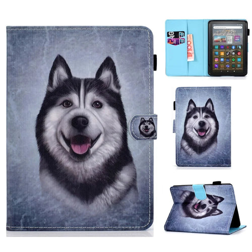 For Amazon Kindle Youth Edition 2022 Cover Stitching Line PU Leather Tablet Full Protection Case with Card Slots - Husky - 1