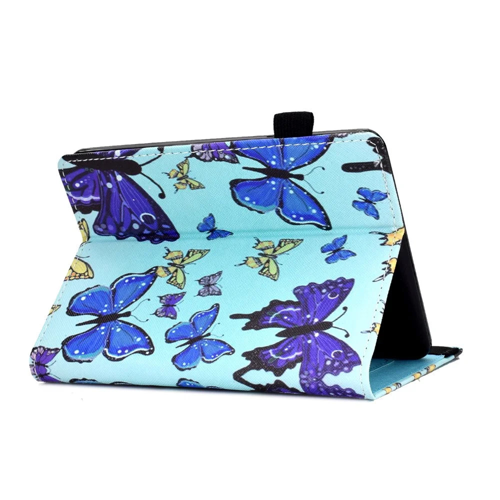 For Amazon Kindle Youth Edition 2022 PU Leather Book Style Flip Tablet Case Pattern Printing Card Holder Shockproof Cover with Elastic Band - Butterflies - 6