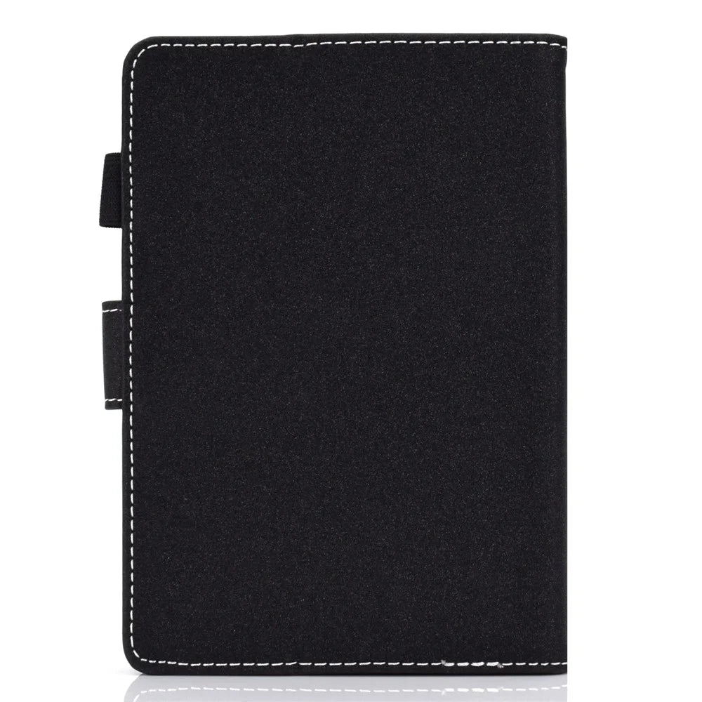 For Amazon Kindle Youth Edition 2022 PU Leather Stitching Line Tablet Case Card Slot Stand Folio Cover with Pencil Holder - Black - 3