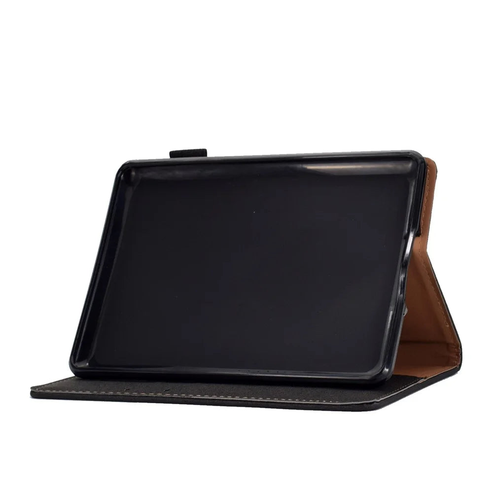 For Amazon Kindle Youth Edition 2022 PU Leather Stitching Line Tablet Case Card Slot Stand Folio Cover with Pencil Holder - Black - 4