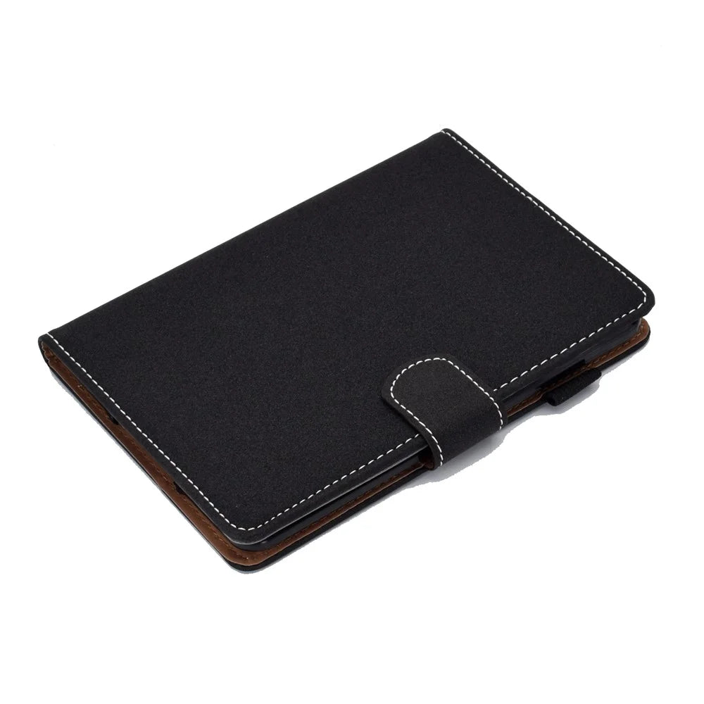 For Amazon Kindle Youth Edition 2022 PU Leather Stitching Line Tablet Case Card Slot Stand Folio Cover with Pencil Holder - Black - 7