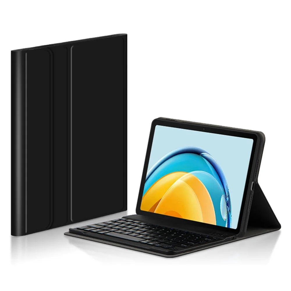 For Huawei MatePad SE 10.4-inchLeather Stand Tablet Case with Detachable Magnetic Wireless Keyboard (Without Touchpad) - Black - 1