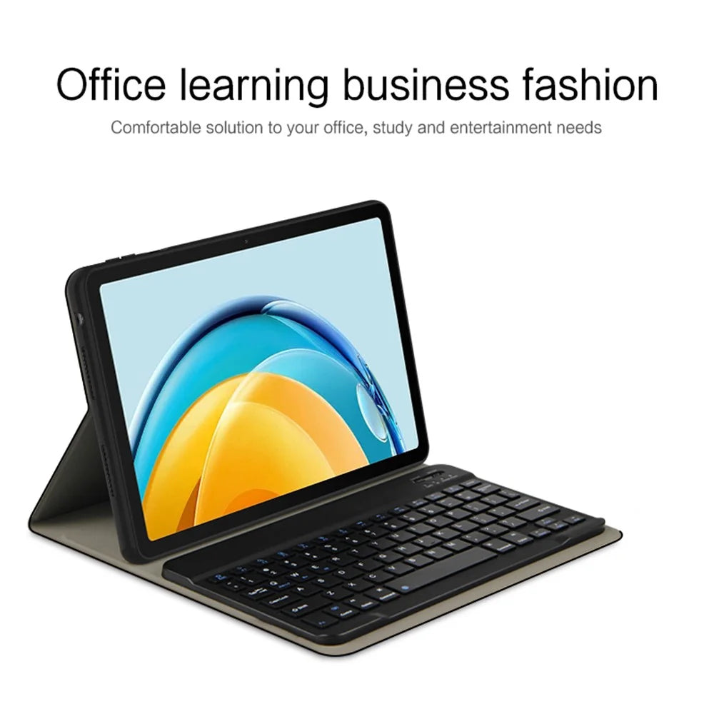 For Huawei MatePad SE 10.4-inchLeather Stand Tablet Case with Detachable Magnetic Wireless Keyboard (Without Touchpad) - Black - 3
