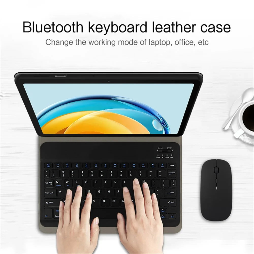 For Huawei MatePad SE 10.4-inchLeather Stand Tablet Case with Detachable Magnetic Wireless Keyboard (Without Touchpad) - Black - 4