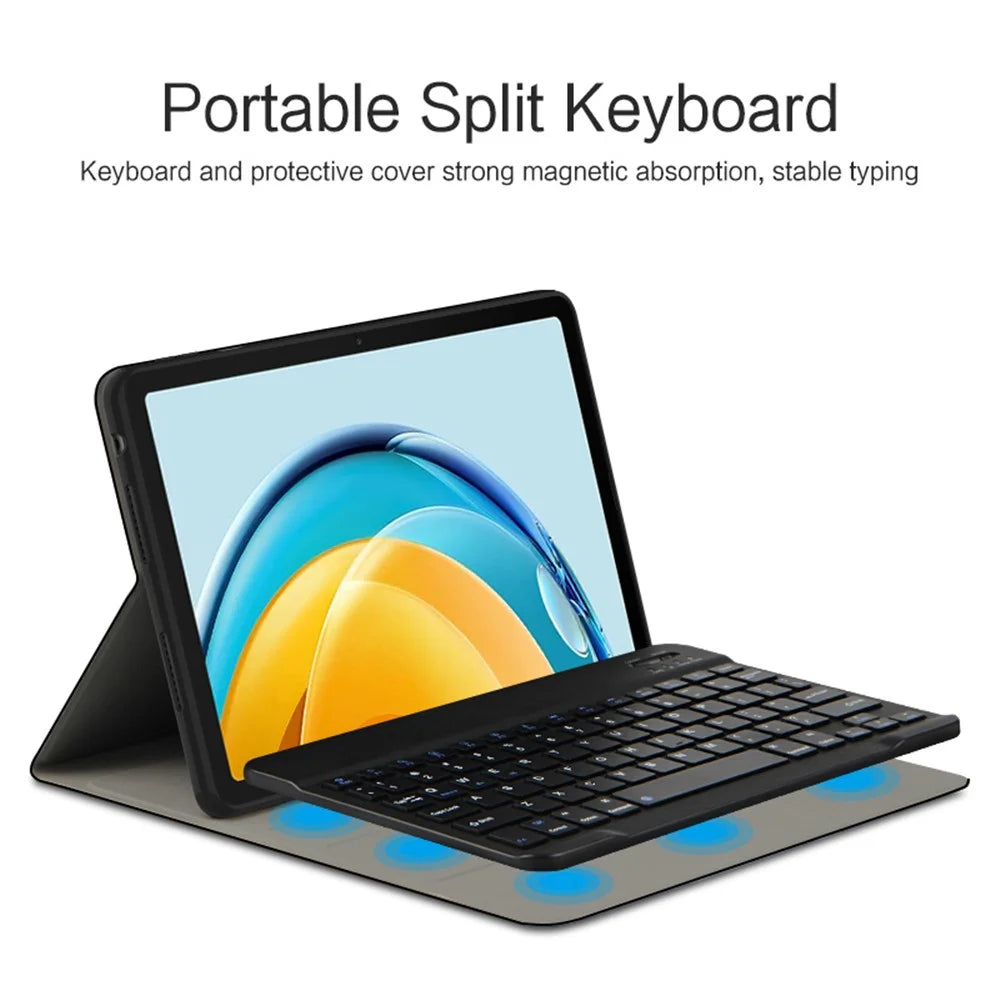 For Huawei MatePad SE 10.4-inchLeather Stand Tablet Case with Detachable Magnetic Wireless Keyboard (Without Touchpad) - Black - 5