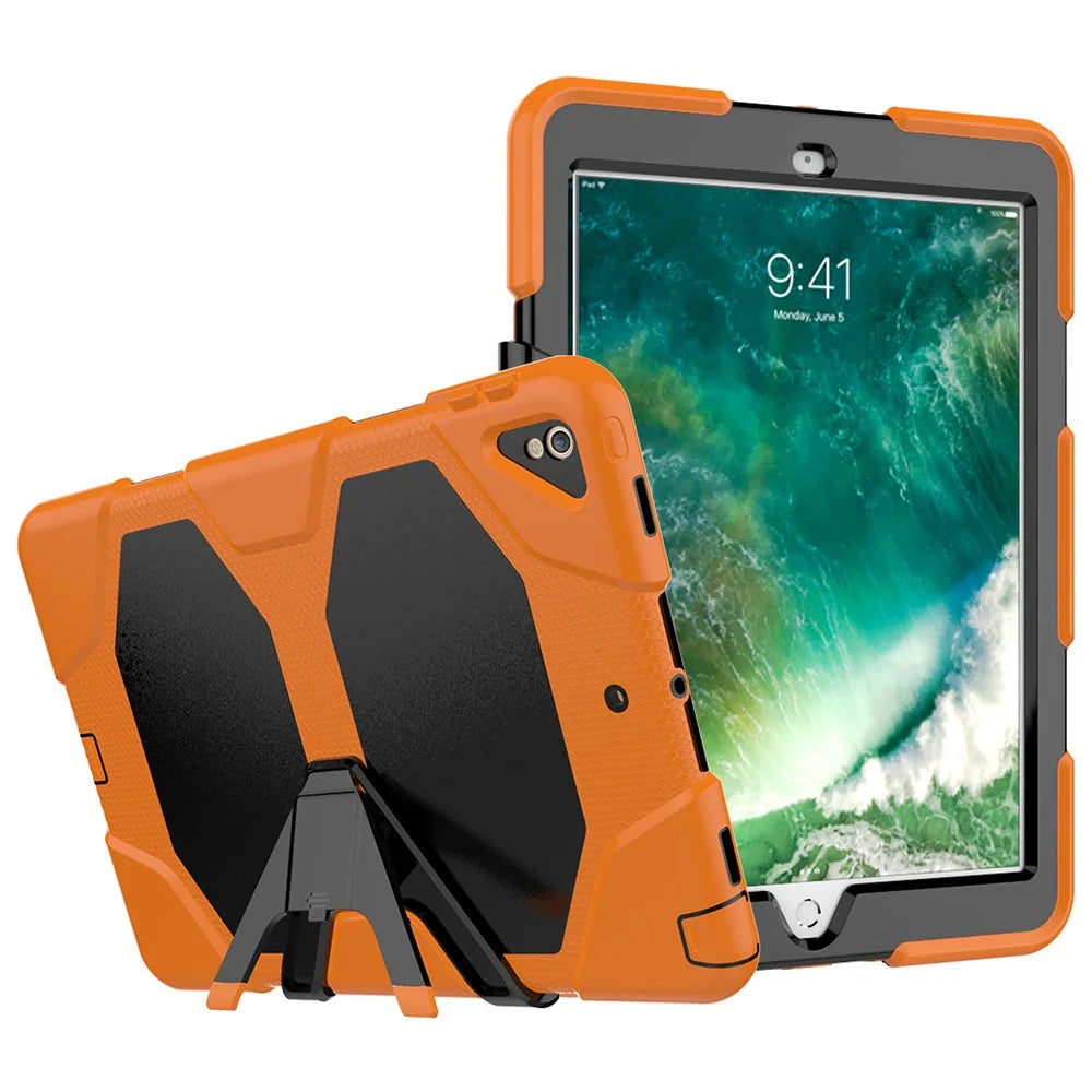 For iPad Air 10.5 inch (2019) / iPad Pro 10.5-inch (2017) Rugged Protective Tablet Case Shockproof PC + Silicone Kickstand  Cover - Orange - 1