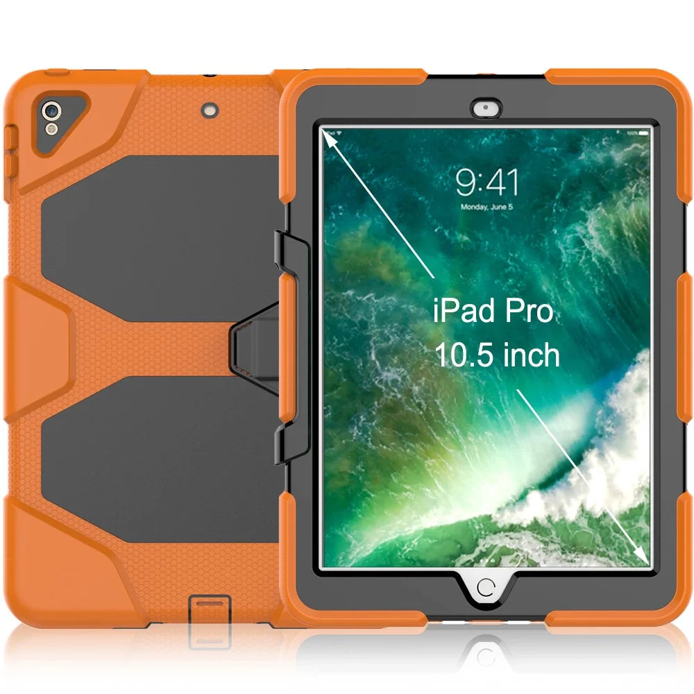 For iPad Air 10.5 inch (2019) / iPad Pro 10.5-inch (2017) Rugged Protective Tablet Case Shockproof PC + Silicone Kickstand  Cover - Orange - 5