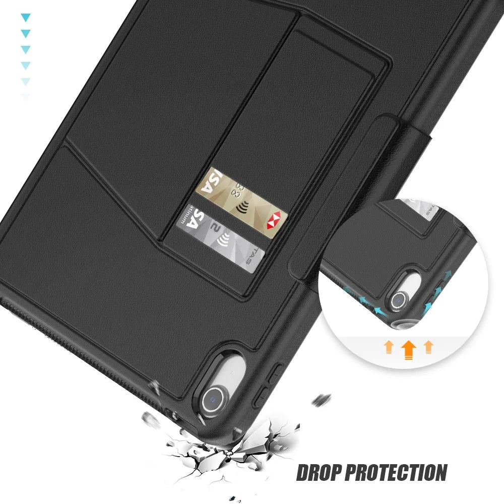 For iPad (2025) / 10.9 (2022) PU Leather Tablet Case Kickstand Card Holder Magnetic Cover with Smart Auto Sleep / Wake - Black - 7