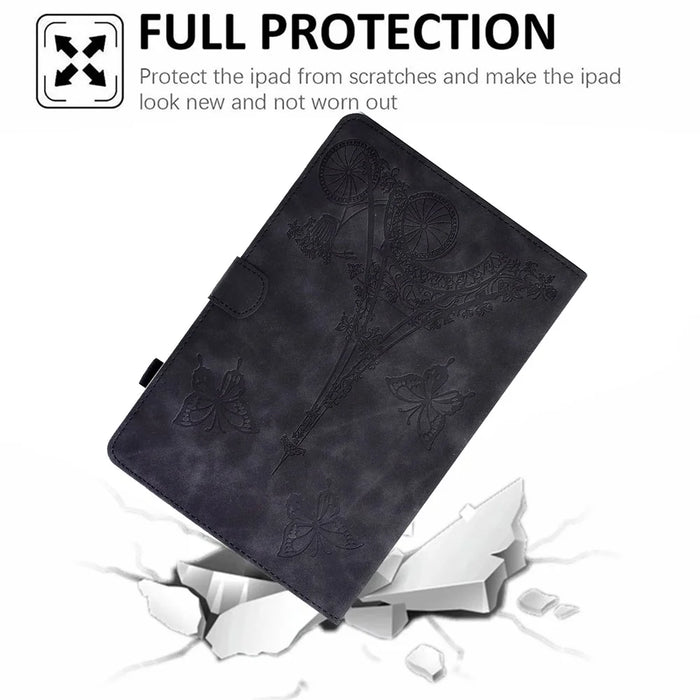 Microfiber Leather Case for Universal 7-inch Tablet, Tower Bike Butterfly Pattern Imprinted Shell Stand Smart Card Holder Protective Tablet Cover - Black - 7