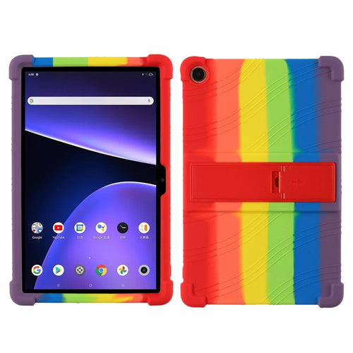 Protective Cover for Realme Pad 10.4-inch, PC Kickstand Scratch Resistant Soft Silicone Tablet Case - Rainbow - 1
