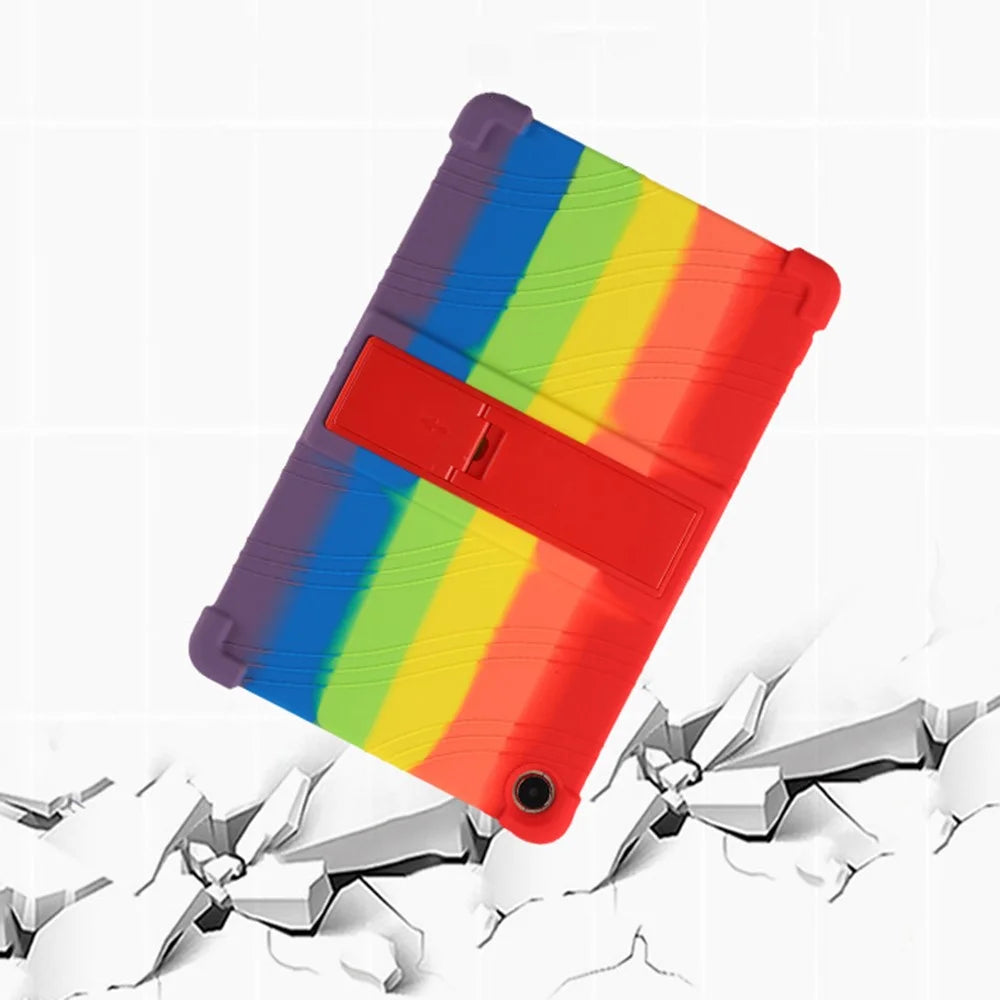 Protective Cover for Realme Pad 10.4-inch, PC Kickstand Scratch Resistant Soft Silicone Tablet Case - Rainbow - 4
