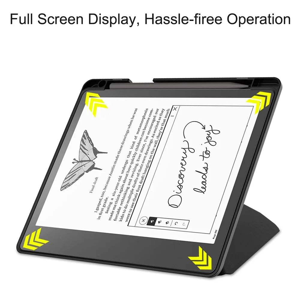 For Amazon Kindle Scribe Origami Stand PU Leather+TPU E-book Reader Case Shockproof E-Reader Cover with Auto Wake / Sleep - Black - 3