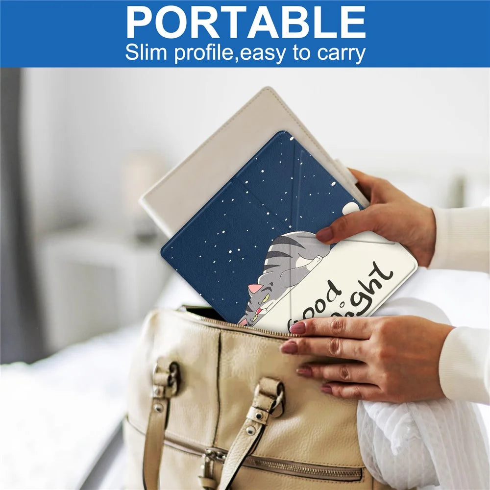For Amazon Kindle Scribe Pattern Printing Design Leather E-Reader Case Origami Stand Cover E-book Reader Shell with Auto Wake / Sleep - Cat - 6
