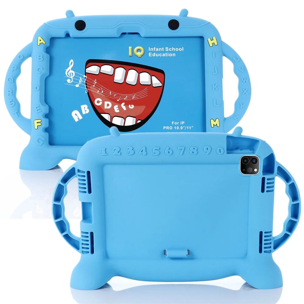 For iPad (2025) / 10.9 (2022) / Pro 11 (2022) / (2020) / (2021) / (2018) / Air (2020) / Air (2022) Silicone Tablet Case Stand Cover - Blue - 1