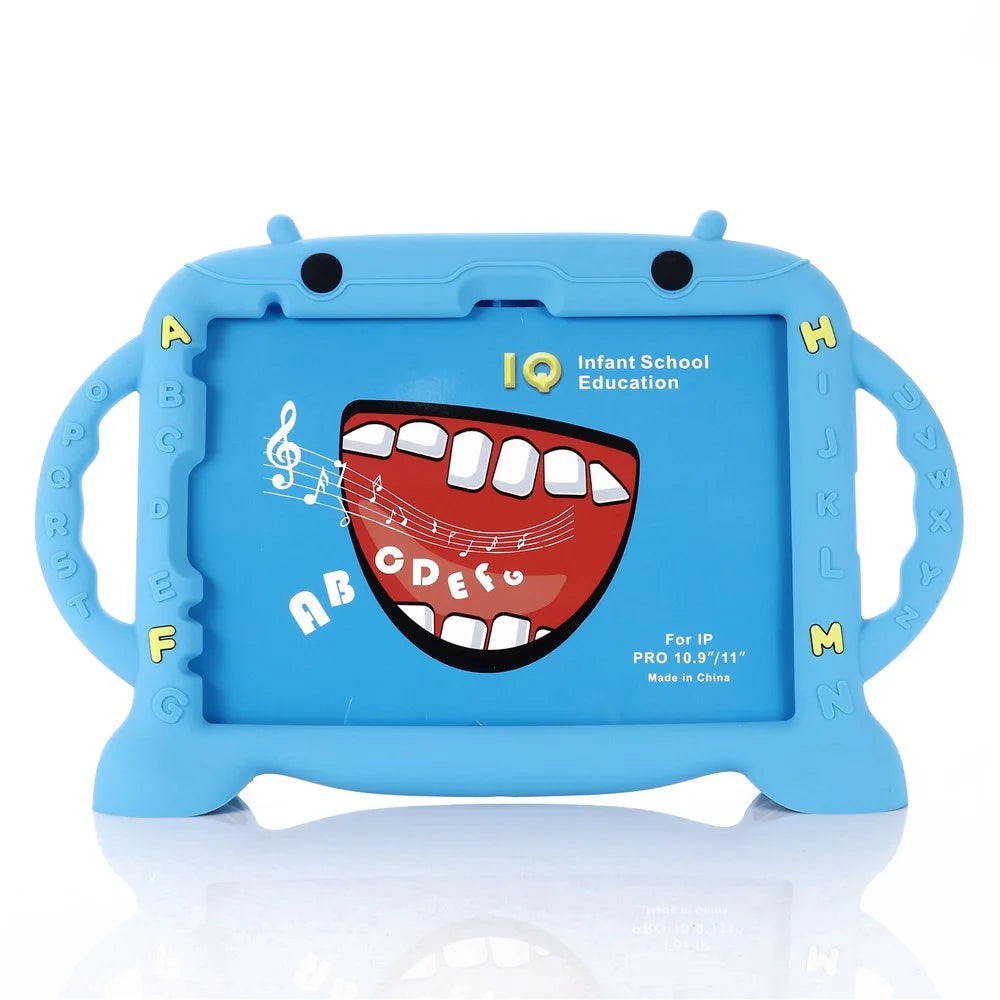 For iPad (2025) / 10.9 (2022) / Pro 11 (2022) / (2020) / (2021) / (2018) / Air (2020) / Air (2022) Silicone Tablet Case Stand Cover - Blue - 2