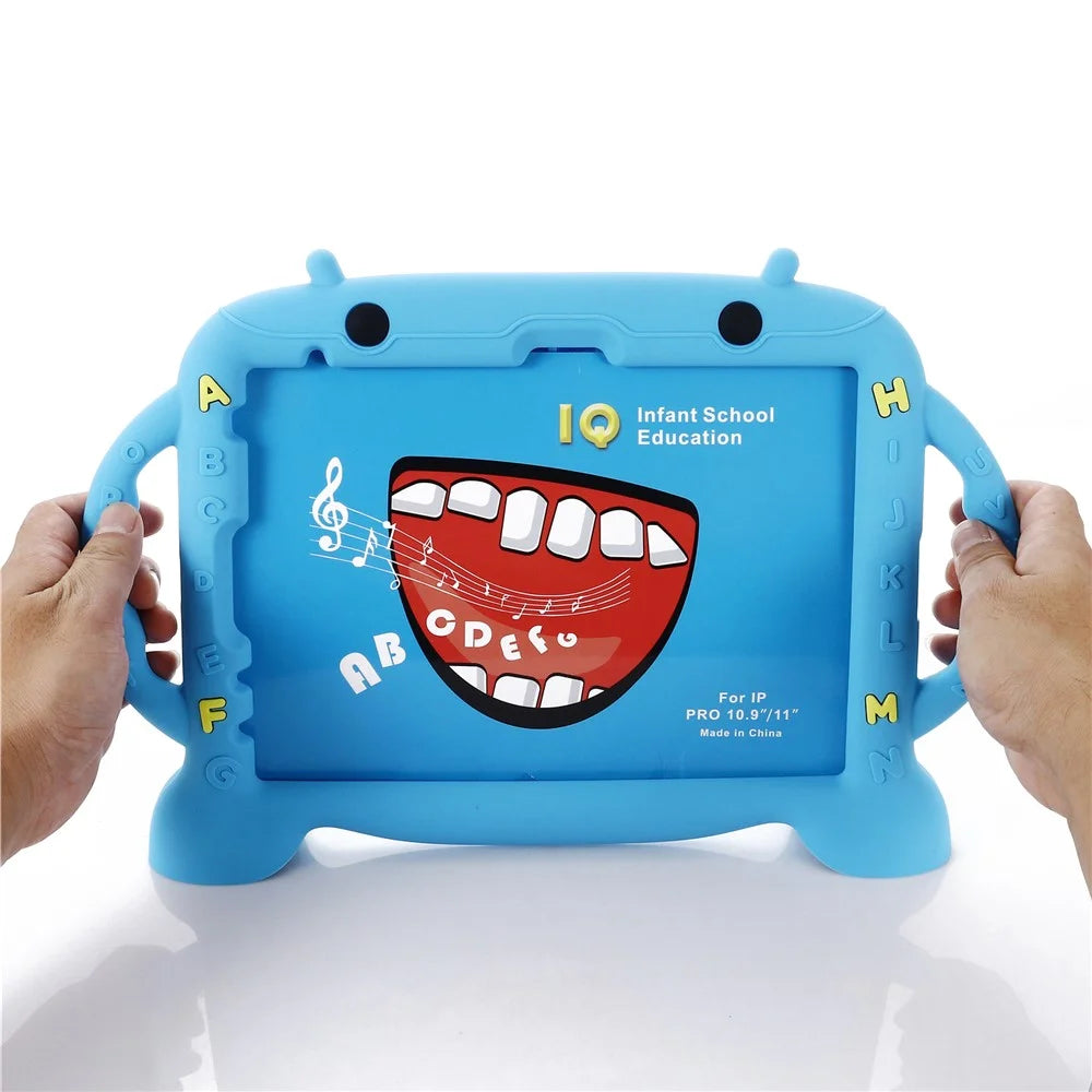 For iPad (2025) / 10.9 (2022) / Pro 11 (2022) / (2020) / (2021) / (2018) / Air (2020) / Air (2022) Silicone Tablet Case Stand Cover - Blue - 6