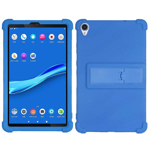 For Lenovo Tab M8 (FHD) TB-8505 / TB-8705 Kickstand Silicone Tablet Case Anti-Slip Kids Friendly Shockproof Soft Cover - Dark Blue - 1