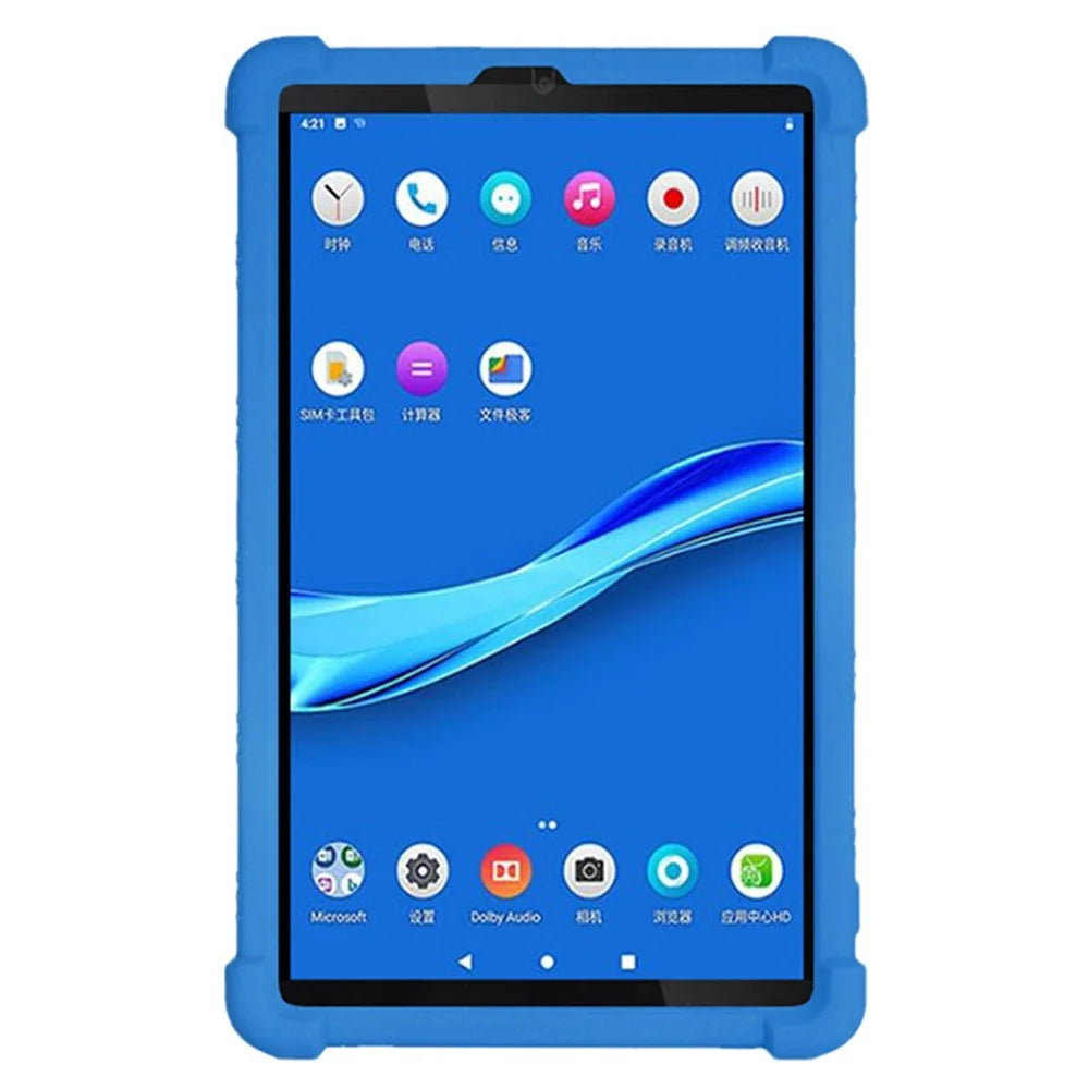 For Lenovo Tab M8 (FHD) TB-8505 / TB-8705 Kickstand Silicone Tablet Case Anti-Slip Kids Friendly Shockproof Soft Cover - Dark Blue - 3