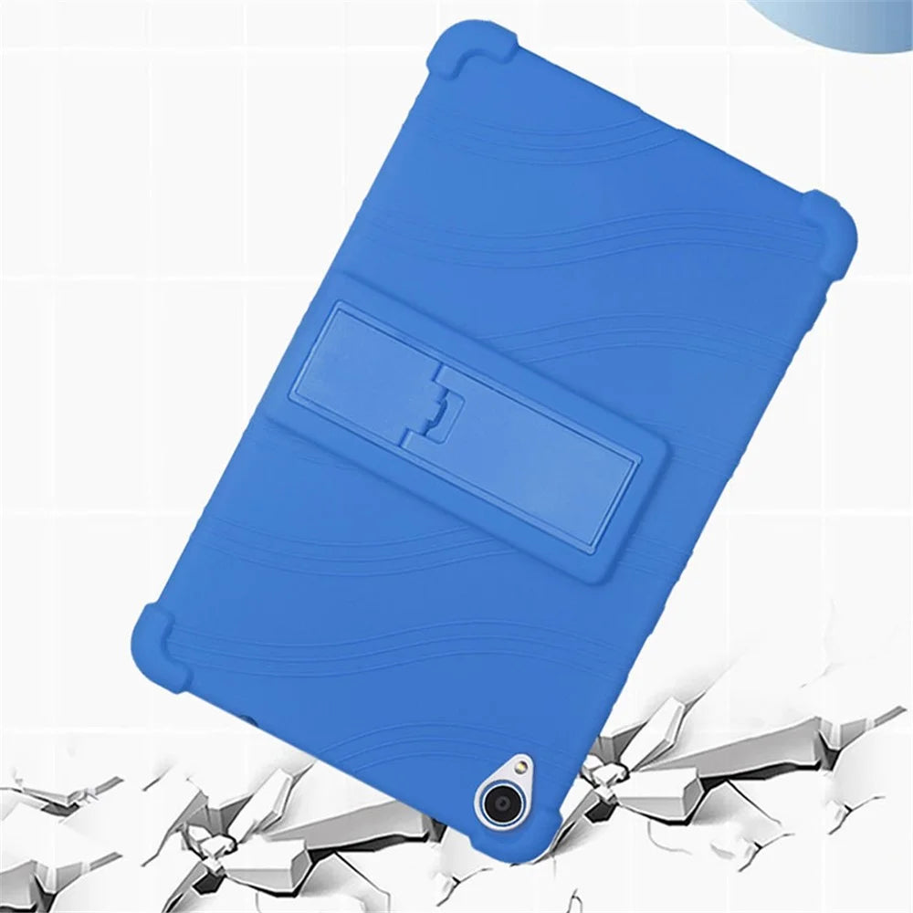 For Lenovo Tab M8 (FHD) TB-8505 / TB-8705 Kickstand Silicone Tablet Case Anti-Slip Kids Friendly Shockproof Soft Cover - Dark Blue - 6