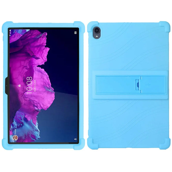 For Lenovo Tab K11 TB-J606N Silicone Tablet Case Kickstand Shockproof Protective Cover - Sky Blue - 1