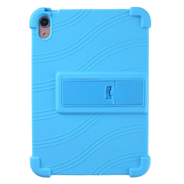 For iPad mini (2024) / mini (2021) Kickstand Design Anti-Drop Tablet Case Anti-Scratch Silicone Protective Cover - Sky Blue - 2