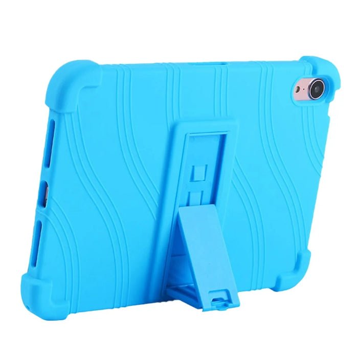 For iPad mini (2024) / mini (2021) Kickstand Design Anti-Drop Tablet Case Anti-Scratch Silicone Protective Cover - Sky Blue - 4