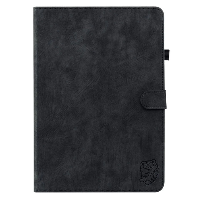 For Nokia T21 PU Leather Shockproof Stand Case Imprinted Cute Tiger Pattern Flip Tablet Cover with Card Holder - Black - 6