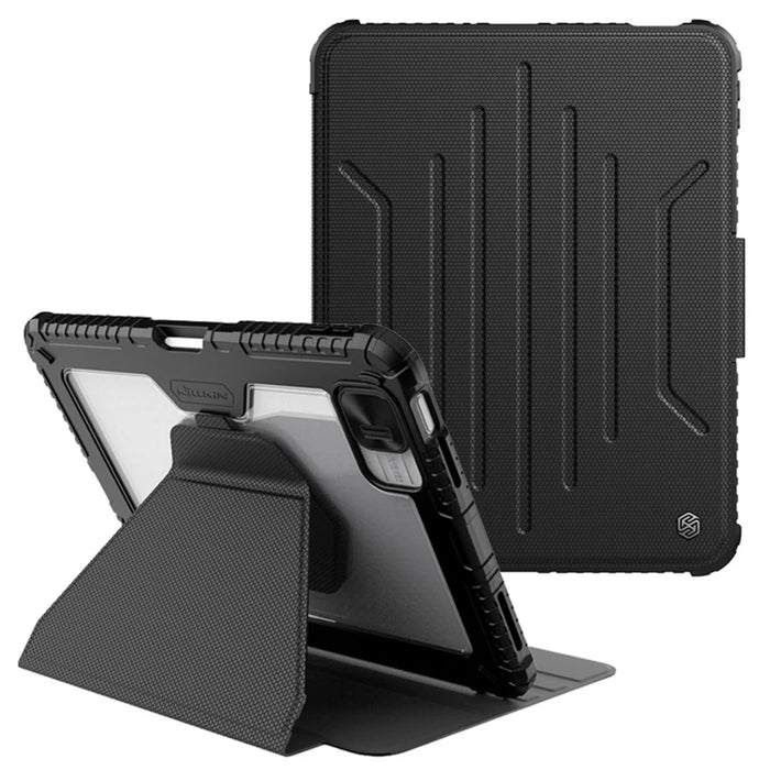 NILLKIN Bumper Leather Case Pro for iPad (2025) / 10.9 (2022) Detachable PU Leather Tablet Case Stand Cover - Black - 1