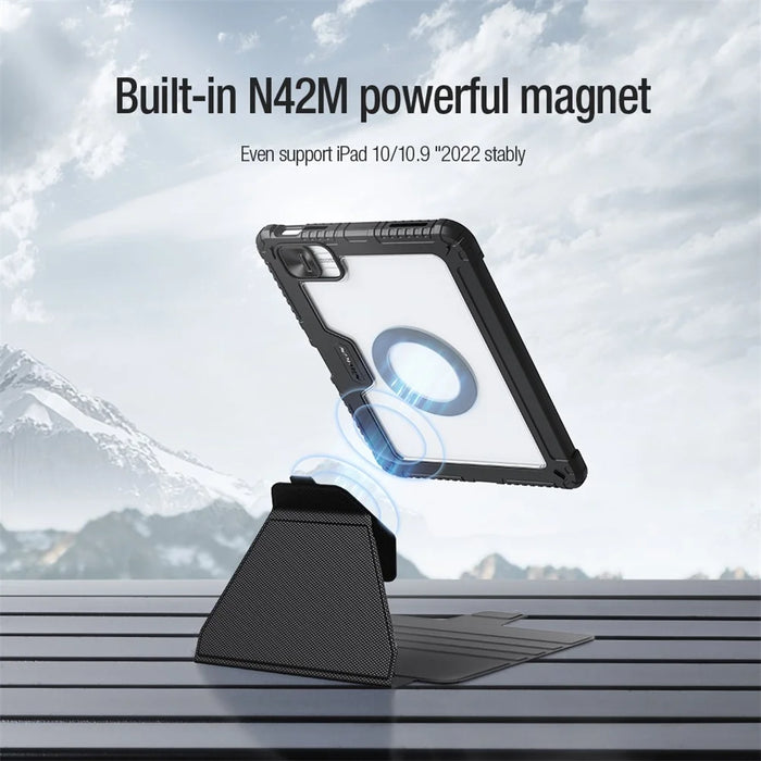 NILLKIN Bumper Leather Case Pro for iPad (2025) / 10.9 (2022) Detachable PU Leather Tablet Case Stand Cover - Black - 6