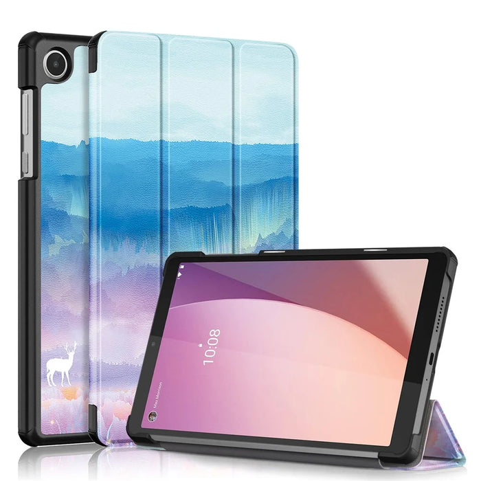 For Lenovo Tab M8 (4th Gen) 2024 TB-301XU / M8 (4th Gen) 2023 TB-300FU Tri-Fold Stand Tablet PU Leather Cover - Fantasy Deer - 1