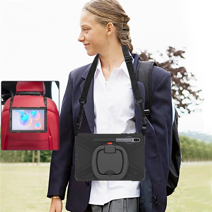 Rotary Kickstand Tablet Case for Samsung Galaxy Tab S6 T860, PC + Silicone Tablet Cover with Shoulder Strap - 4