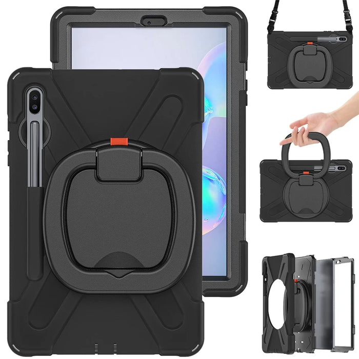 Rotary Kickstand Tablet Case for Samsung Galaxy Tab S6 T860, PC + Silicone Tablet Cover with Shoulder Strap - 6