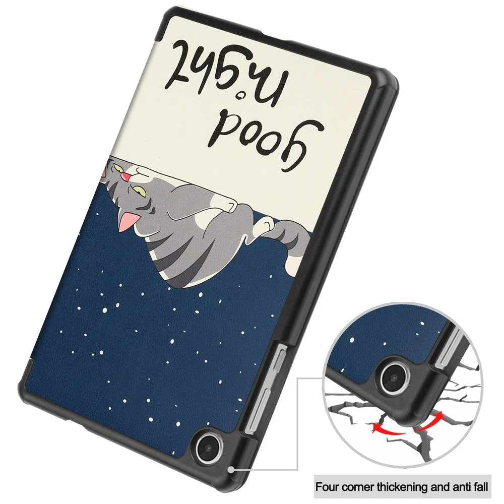 Tri-Fold Stand for Lenovo Tab M8 (4th Gen) 2024 TB-301XU / M8 (4th Gen) 2023 TB-300FU Pattern Printing PU Leather Tablet Cover - Cat - 6