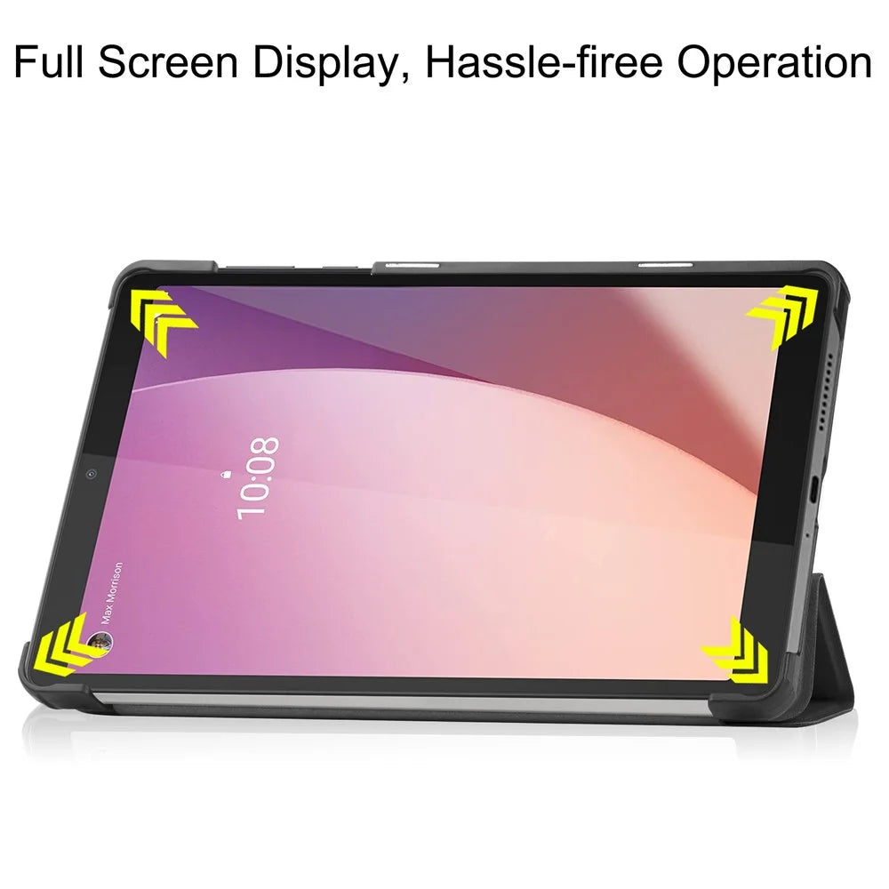 PU Leather Tablet Case for Lenovo Tab M8 (4th Gen) 2024 TB-301XU / M8 (4th Gen) 2023 TB-300FU Tri-Fold Stand Protective Tablet Cover - Black - 3