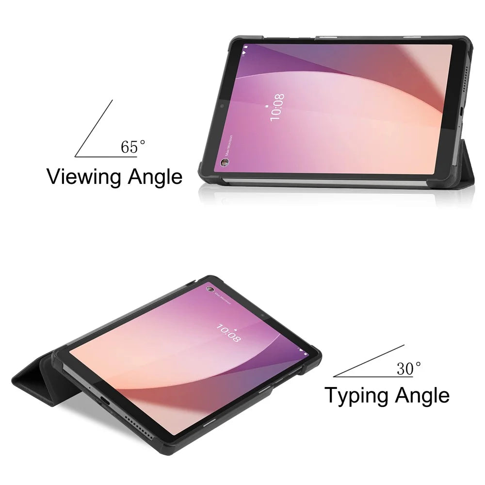 PU Leather Tablet Case for Lenovo Tab M8 (4th Gen) 2024 TB-301XU / M8 (4th Gen) 2023 TB-300FU Tri-Fold Stand Protective Tablet Cover - Black - 5