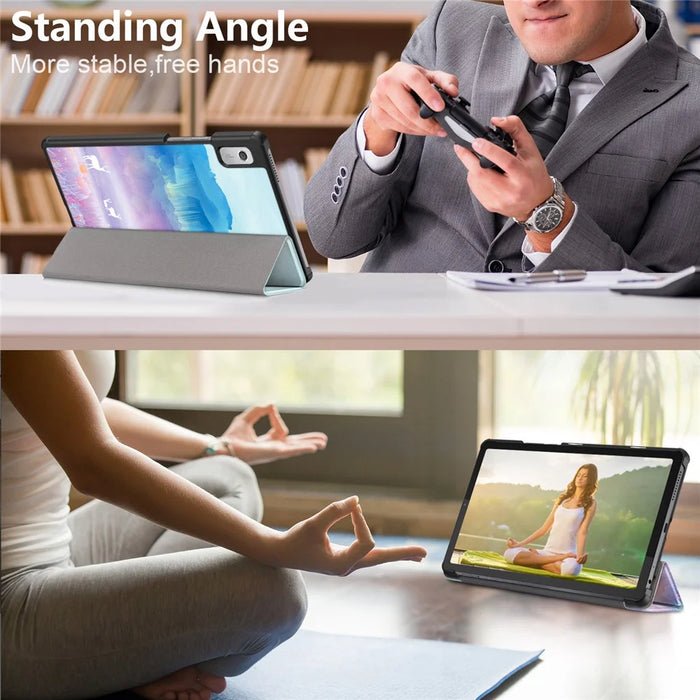 Tablet Leather Case for Lenovo Tab M9 TB-310FU , Tri-fold Stand Pattern Printing Tablet Cover with Auto Wake / Sleep - Fantasy Deer - 4